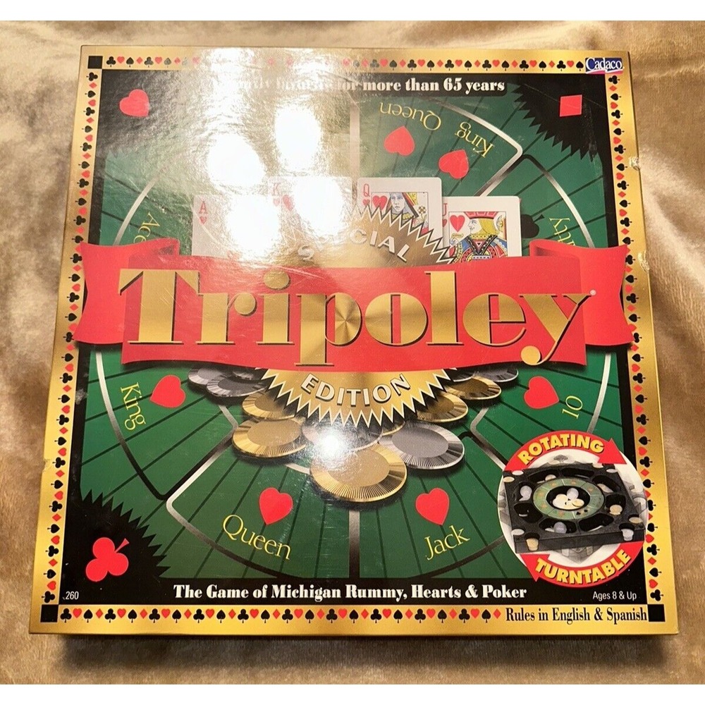 New Cadaco Tripoley Game Special Edition Michigan Rummy Hearts Poker 8 and up